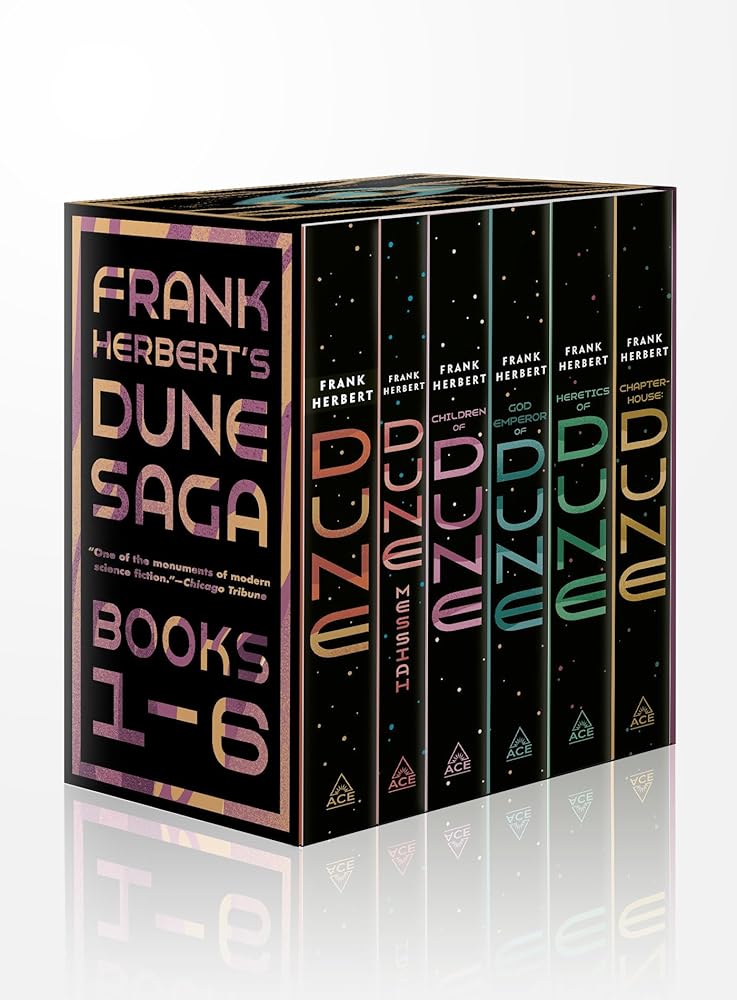 Frank Herbert's Dune Saga 6-Book Boxed Set: Dune, Dune Messiah, Children of Dune, God Emperor of Dune, Heretics of Dune, and Chapterhouse: Dune (Dune, 1-6) cover image